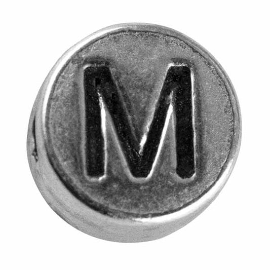 Silver colored metal letter bead "M" from Rayher