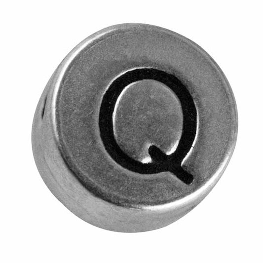 Silver colored metal letter bead "Q" from Rayher