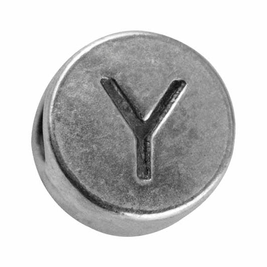 Silver colored metal letter bead "Y" from Rayher