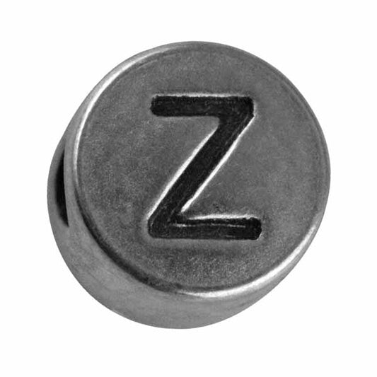 Silver colored metal letter bead "Z" from Rayher