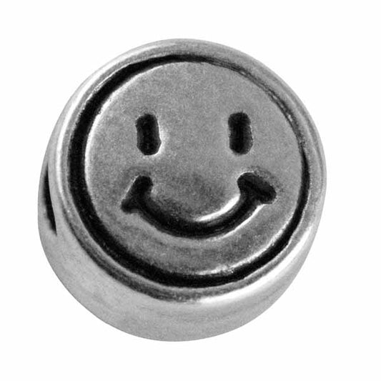 Silver colored metal letter bead "Smiley" from Rayher