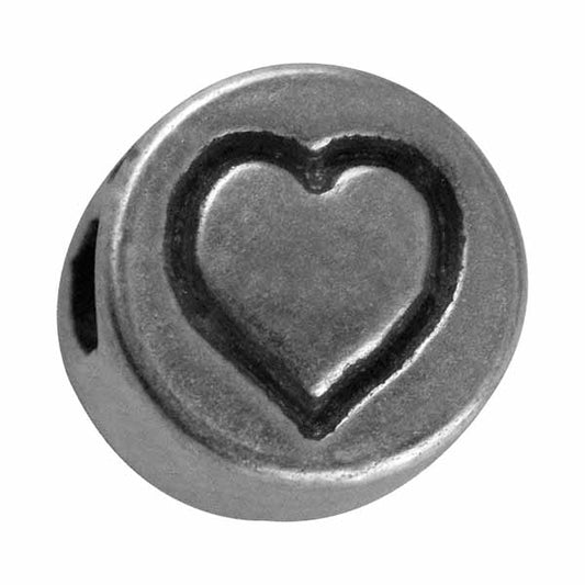 Silver colored metal letter bead "heart" from Rayher