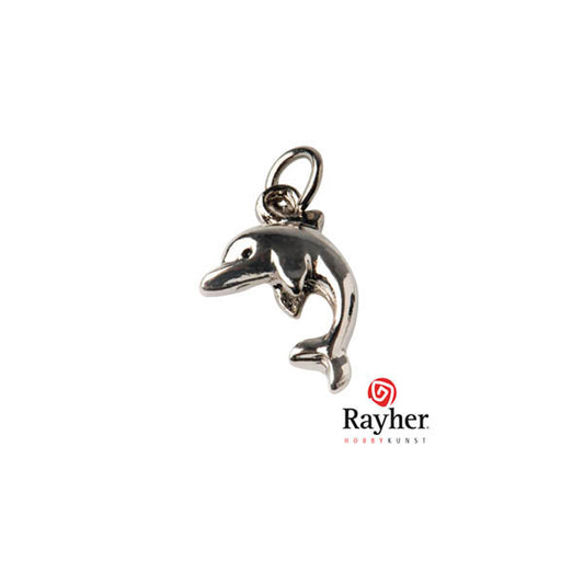 Silver colored metal pendant dolphin