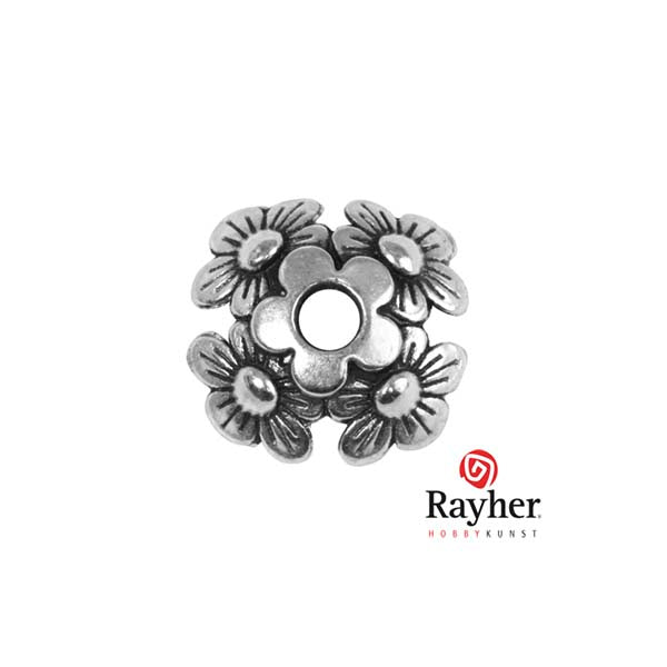 Silver colored metal deco element (beadcap) Flower