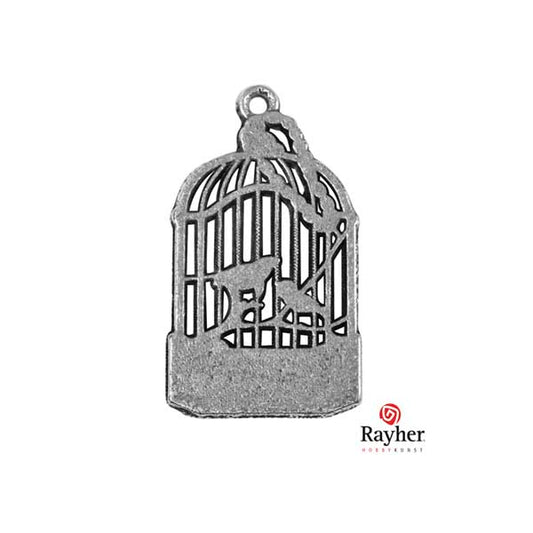 Silver colored metal deco hanger Birdcage