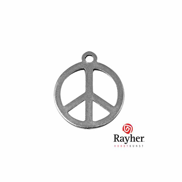 Silver colored metal deco hanger Peace