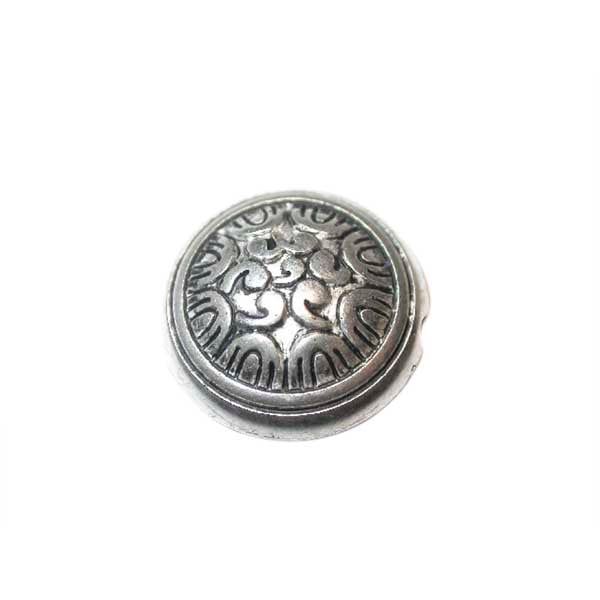 Round metal coloured bead with decoration