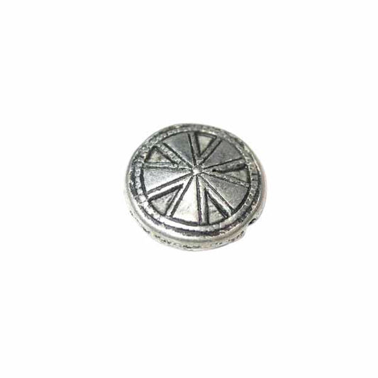 Metal coloured round bead, with decoration