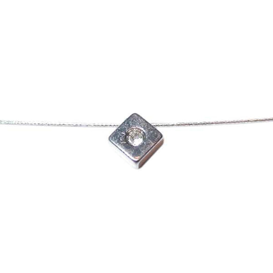 Square metal pendant with rhinestone