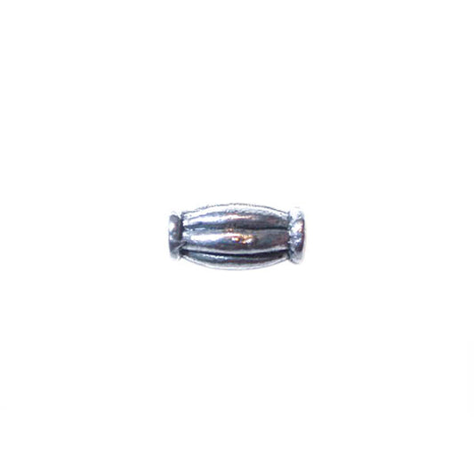 Silver colored metal bead with stripes