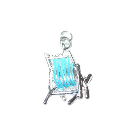 Beach chair charm made of metal with blue