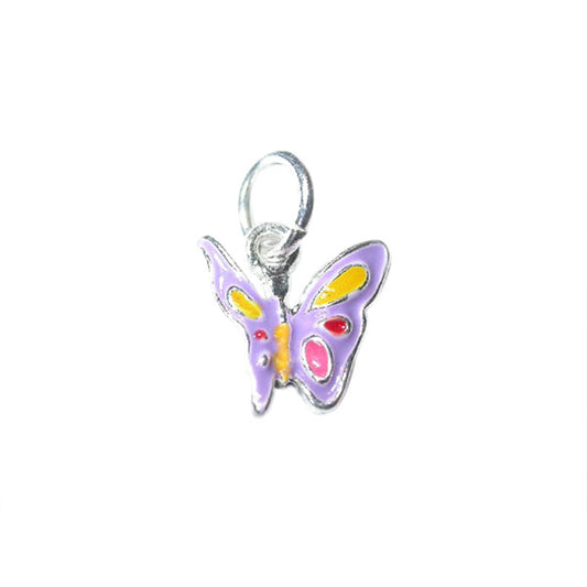 Butterfly charm made of metal with purple