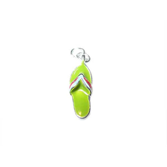 Flip flop charm made of metal with green