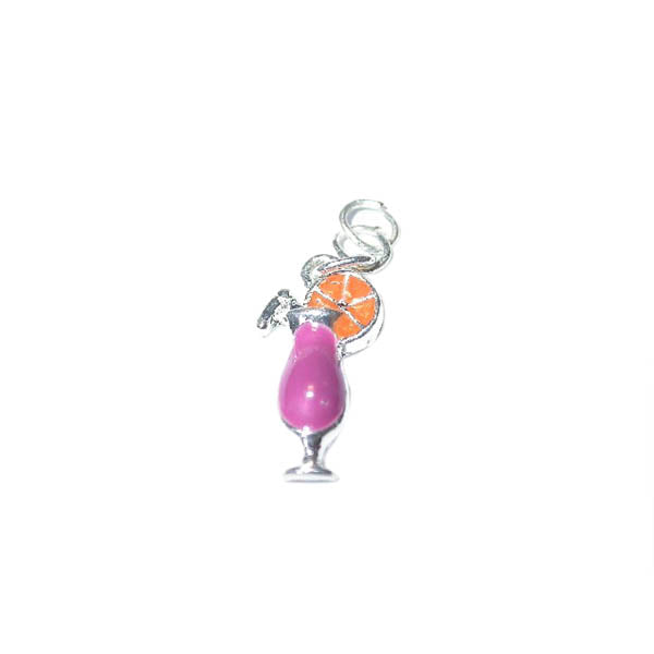 Cocktail charm made of metal with pink and orange