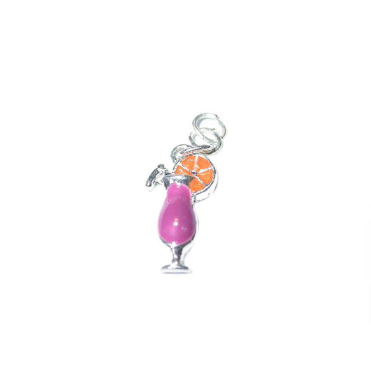 Cocktail charm made of metal with pink and orange