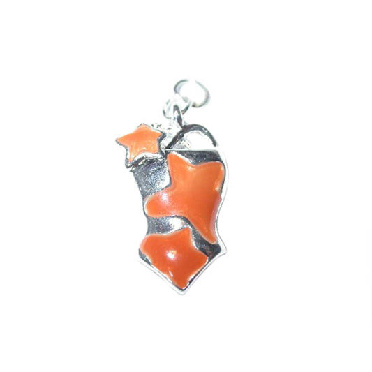 Bathing suit charm made of metal with orange stars