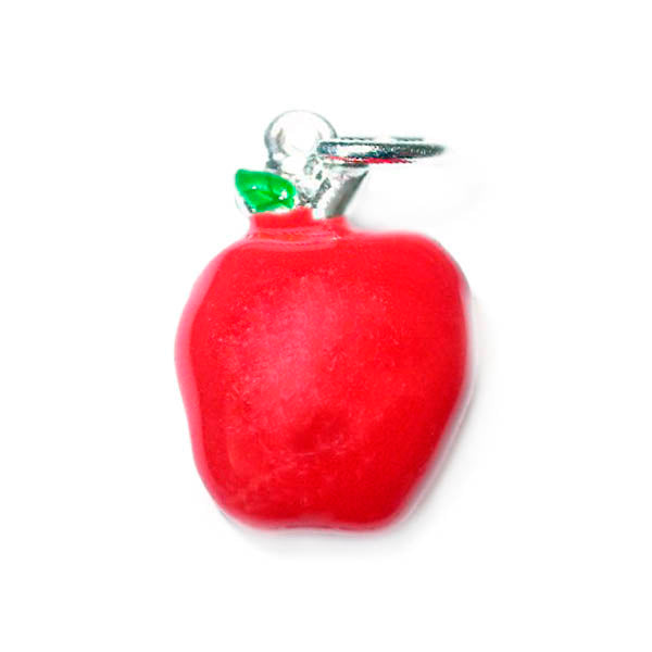 Apple charm made of metal with red