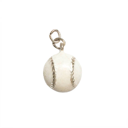 Baseball charm made of metal with white