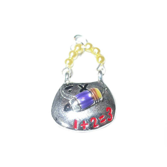 Schoolbag charm with numbers, made of metal