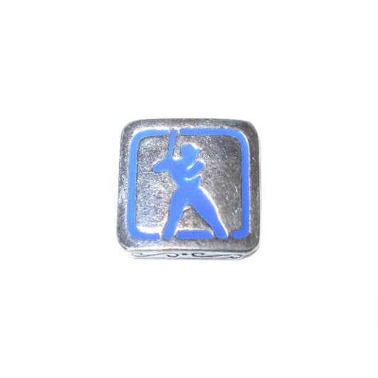 Metal bead with a Baseball player on it