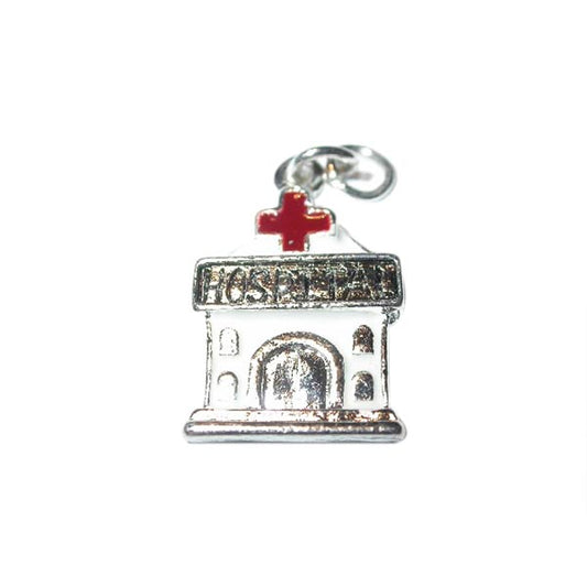 Hospital charm made of metal