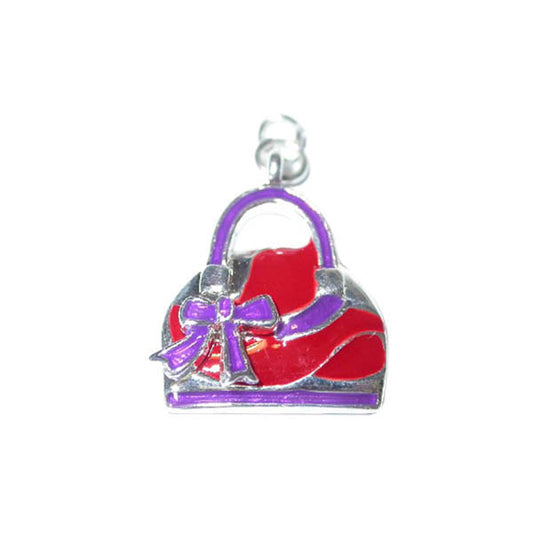 Bag Charm with purple and red, made of metal