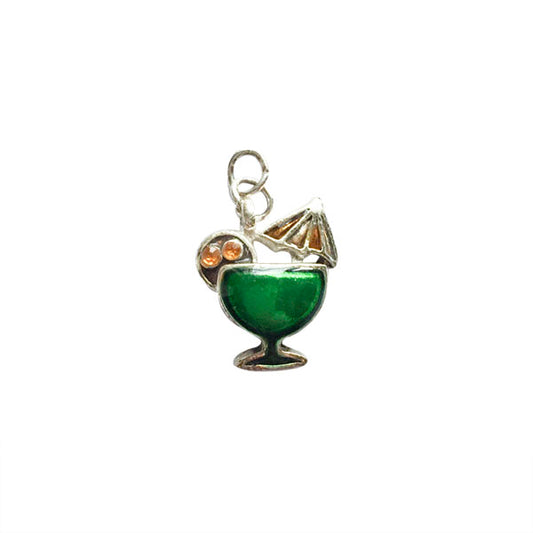 Cocktail Charm made of metal with green and orange