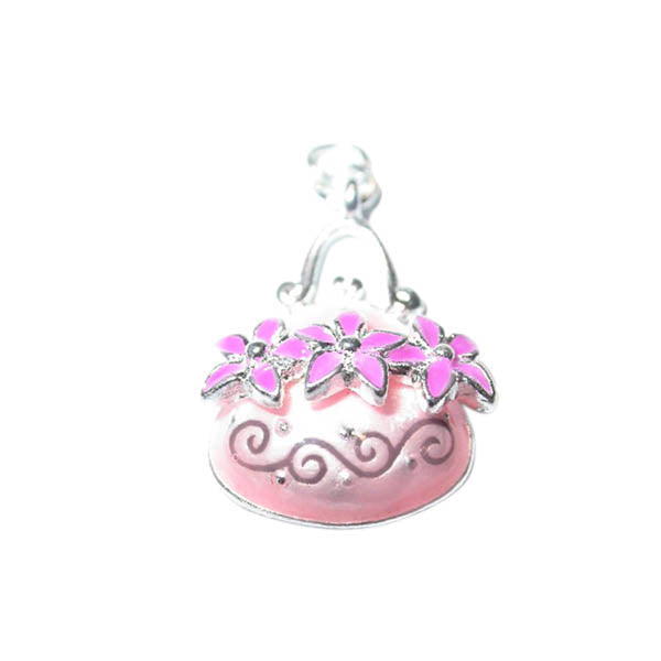 Bag Charm made of metal with light and dark pink