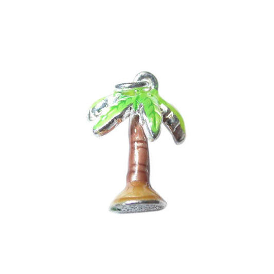 Palmtree Charm made of metal with brown and green