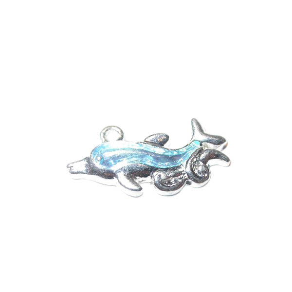 Dolphine Charm made of metal with light blue