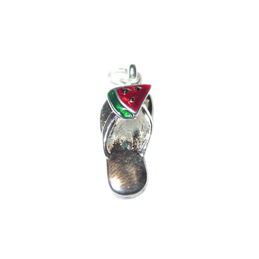 Flip flop with fruit Charm, made of metal with red