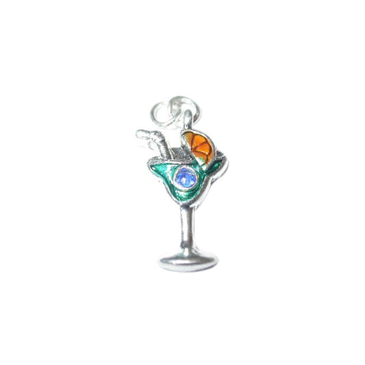 Cocktail Charm made of metal with blue and yellow