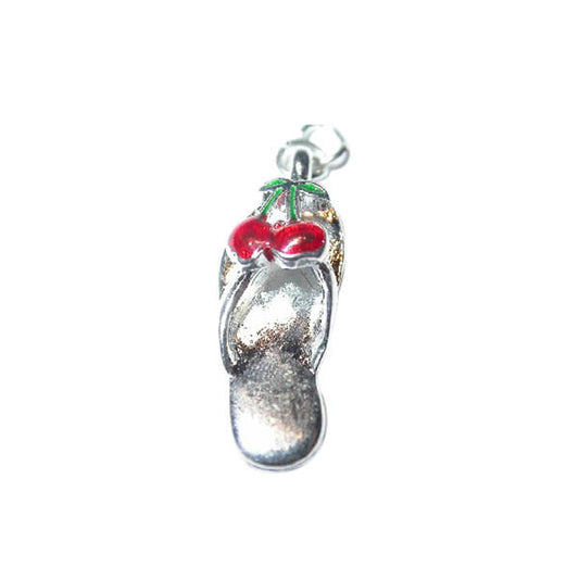 Flip flop with fruit (Cherry) Charm made of metal