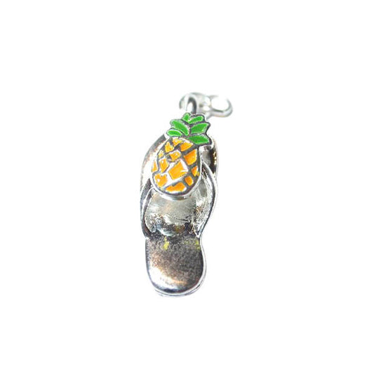 Flip flop with fruit (Pineapple) Charm made of metal