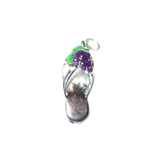Flip flop with fruit (Grapes) Charm, made of metal