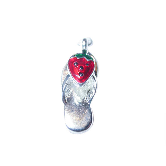 Flip flop with fruit (Strawberry) charm, made of metal