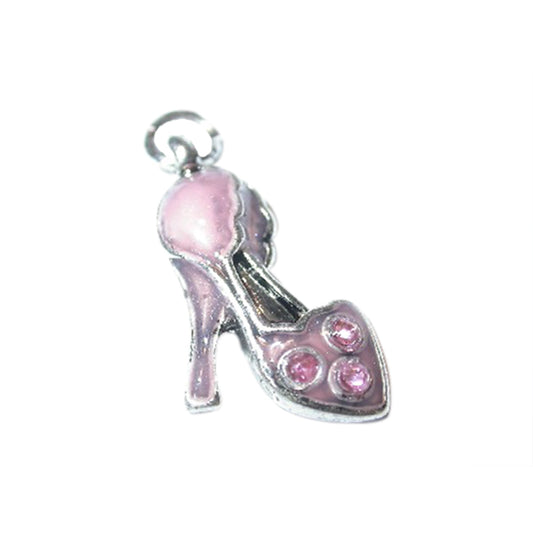 Shoe charm made of metal with pink