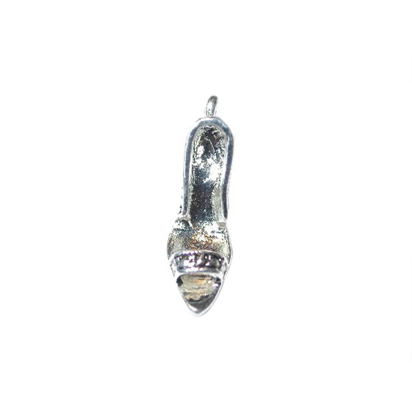 Silver colored Shoe charm made of metal, in Pump form