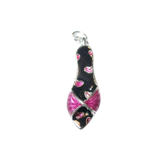 Shoe Charm with black and pink, Flipflop form