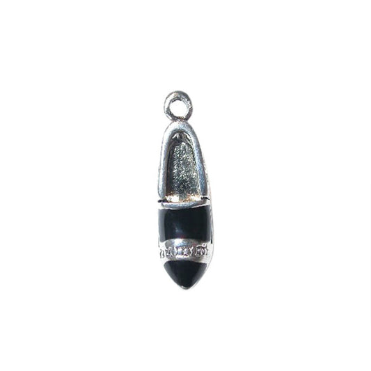 Shoe Charm made of metal with black, with the form of a pump