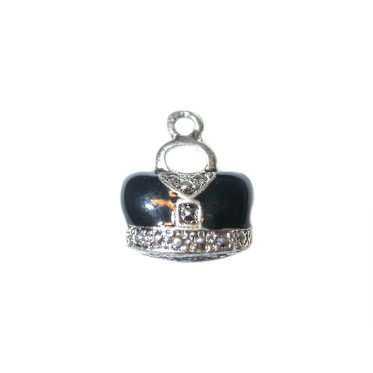 Bag Charm made of metal with black in crown form