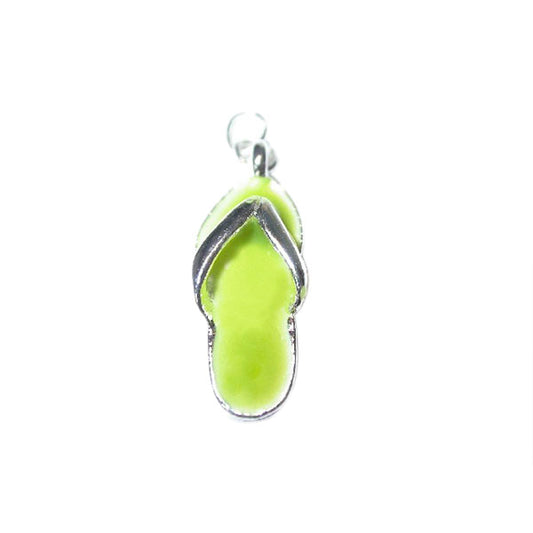 Flipflop (shoe) charm made of metal with green