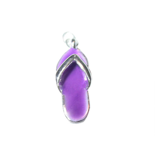 Flipflop (shoe) charm made of metal with purple