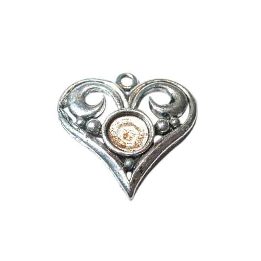 Metal heart, suitable for a Rhinestone of 7 mm.