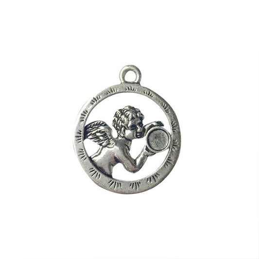 Metal pendant with an angel, you can glue a 5mm rhinestone on it