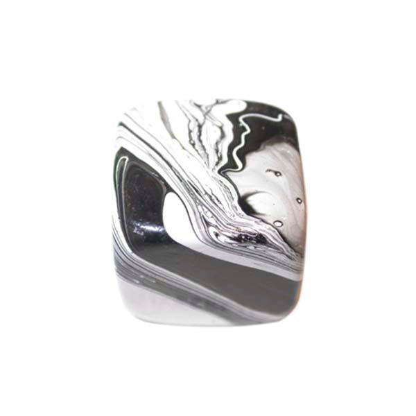 Black & White square wooden bead