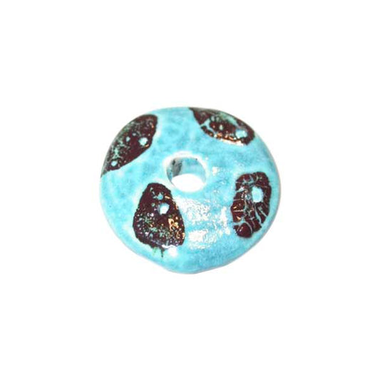 Turquoise, donut, ceramic bead small