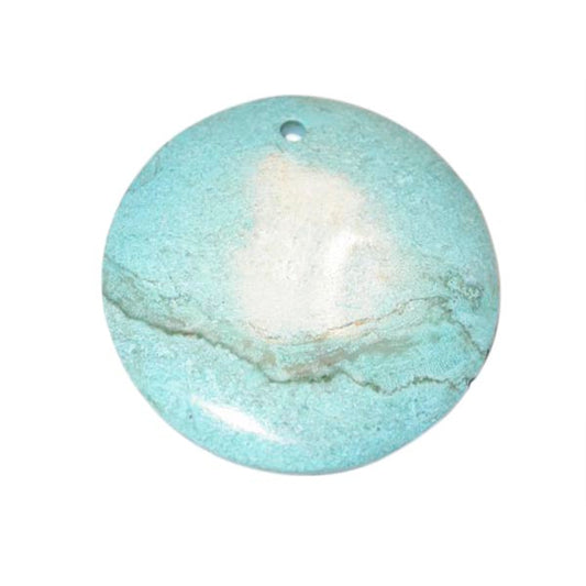 Turquoise nature stone flat disc with one hole