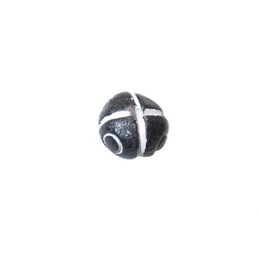 Black white round ceramic bead