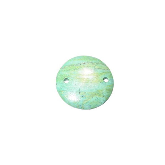 Green nature stone flat disc with two wire holes
